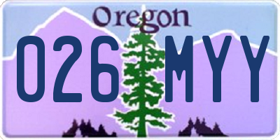 OR license plate 026MYY