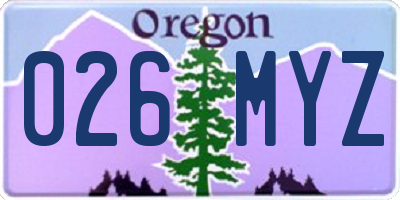 OR license plate 026MYZ