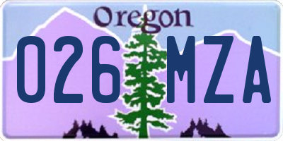 OR license plate 026MZA