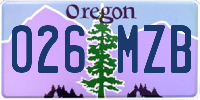 OR license plate 026MZB