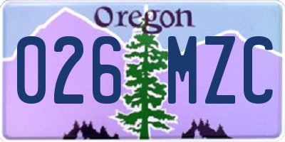 OR license plate 026MZC