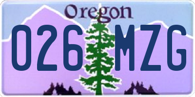 OR license plate 026MZG