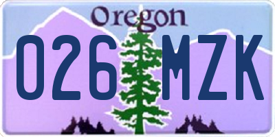 OR license plate 026MZK