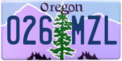 OR license plate 026MZL