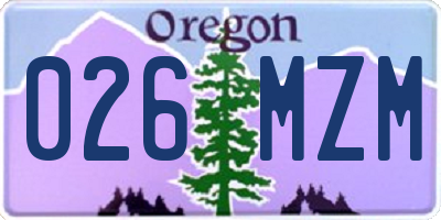 OR license plate 026MZM