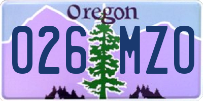 OR license plate 026MZO