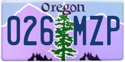 OR license plate 026MZP