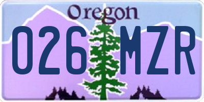 OR license plate 026MZR