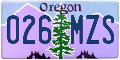 OR license plate 026MZS