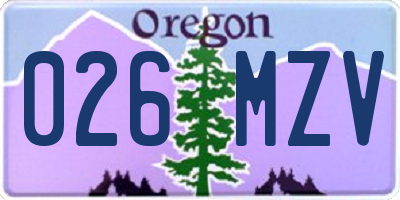OR license plate 026MZV