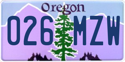 OR license plate 026MZW