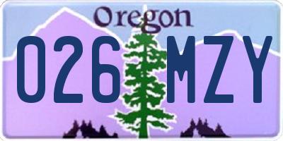 OR license plate 026MZY