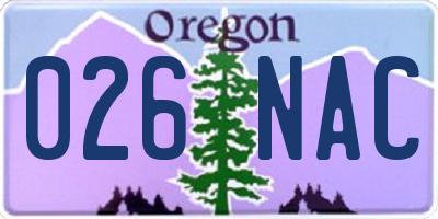 OR license plate 026NAC