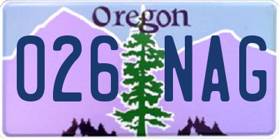 OR license plate 026NAG