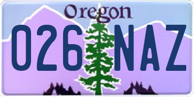 OR license plate 026NAZ