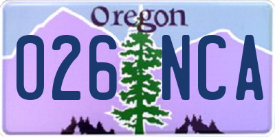 OR license plate 026NCA