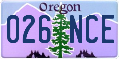 OR license plate 026NCE