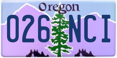 OR license plate 026NCI