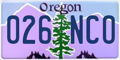 OR license plate 026NCO