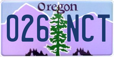 OR license plate 026NCT