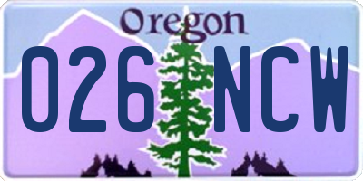 OR license plate 026NCW