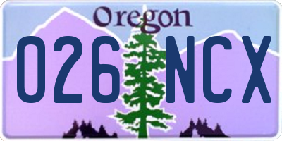 OR license plate 026NCX