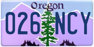 OR license plate 026NCY