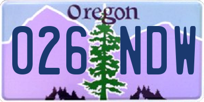 OR license plate 026NDW