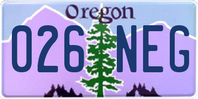 OR license plate 026NEG