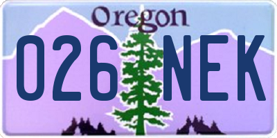 OR license plate 026NEK