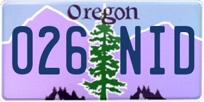 OR license plate 026NID