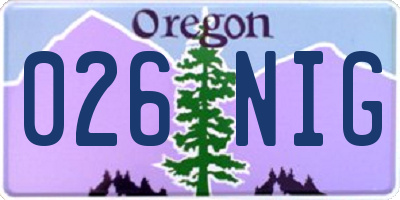 OR license plate 026NIG