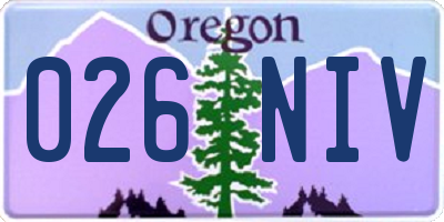 OR license plate 026NIV