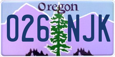 OR license plate 026NJK