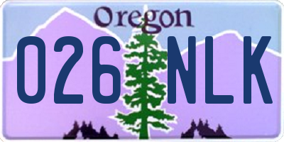 OR license plate 026NLK