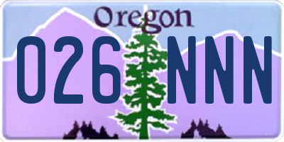 OR license plate 026NNN