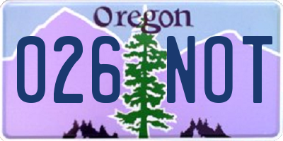 OR license plate 026NOT