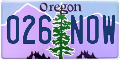 OR license plate 026NOW