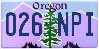 OR license plate 026NPI