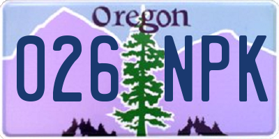OR license plate 026NPK