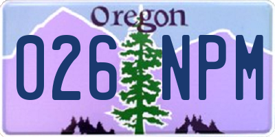 OR license plate 026NPM