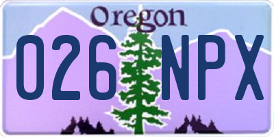 OR license plate 026NPX