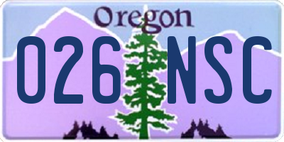 OR license plate 026NSC