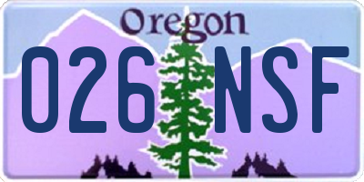 OR license plate 026NSF