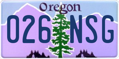 OR license plate 026NSG