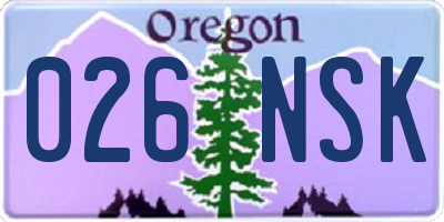OR license plate 026NSK
