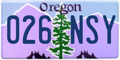 OR license plate 026NSY