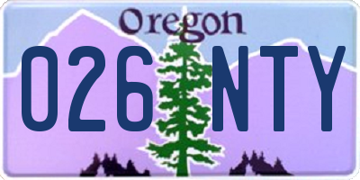 OR license plate 026NTY