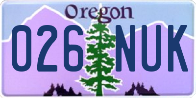 OR license plate 026NUK