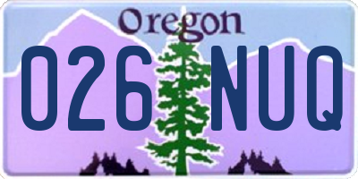 OR license plate 026NUQ